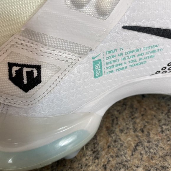 Nike Force Zoom Trout 7 White Black Baseball Cleats CI3134-102 Men's Size 8.5 - Picture 5 of 10